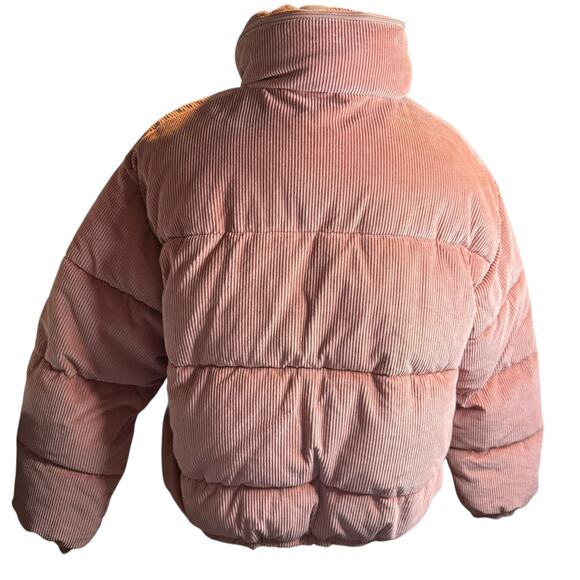 American Eagle Dusty Rose Pink Corduroy Puffer Jacket, Versatile Hood, Small - Picture 5 of 12